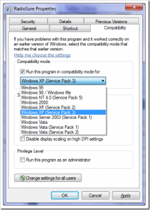 Windows 7 Compatibility Mode
