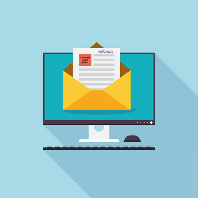Mail envelope containing a documenton on a computer screen.